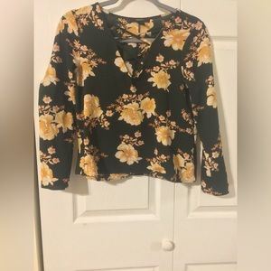 Forever21 green floral blouse